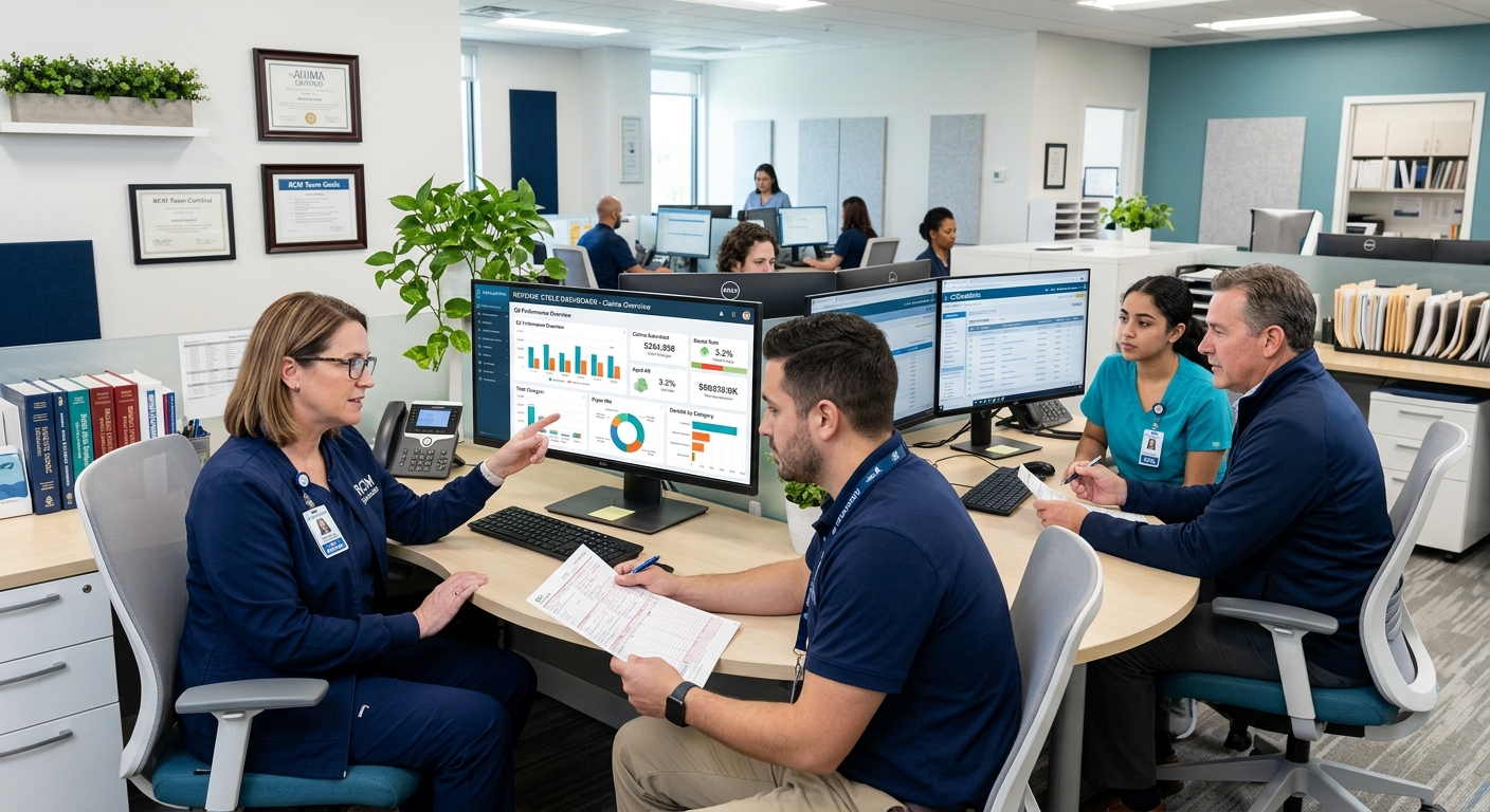 MedLedger team reviewing claims with a client